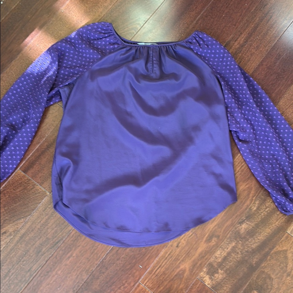 Purple Blouse with Patterned Sleeves
